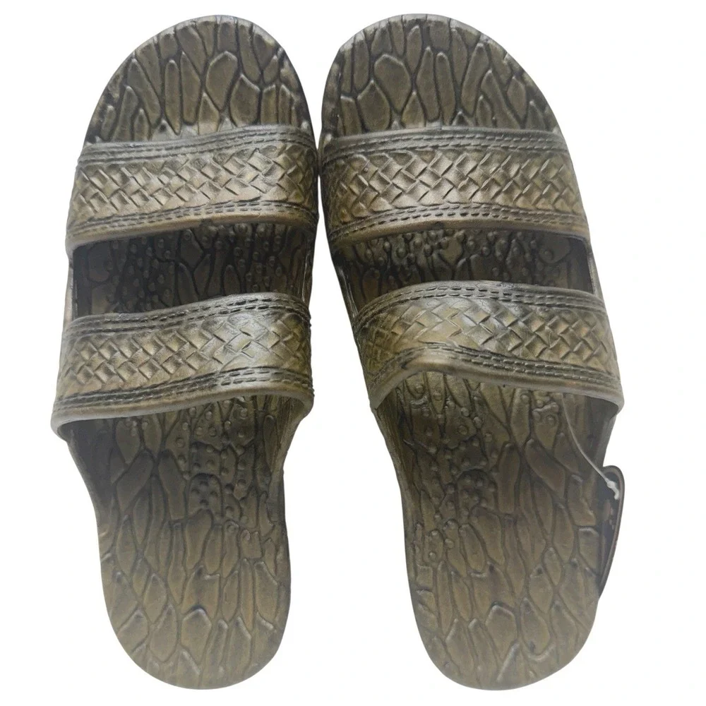 Pali‎ Hawaii Sandals Slides Rubber Textured Brown Size: Youth 3 - 3.5 / Women 5